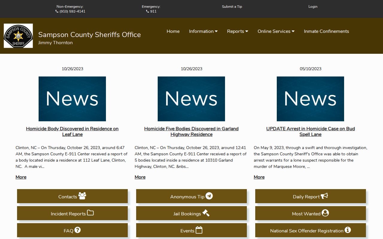 Sampson County arrest lookup Citizen Connect portal