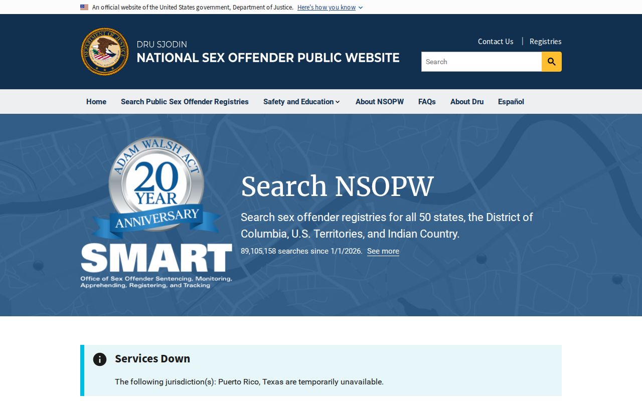 National search used with Sampson County sex offender registry records