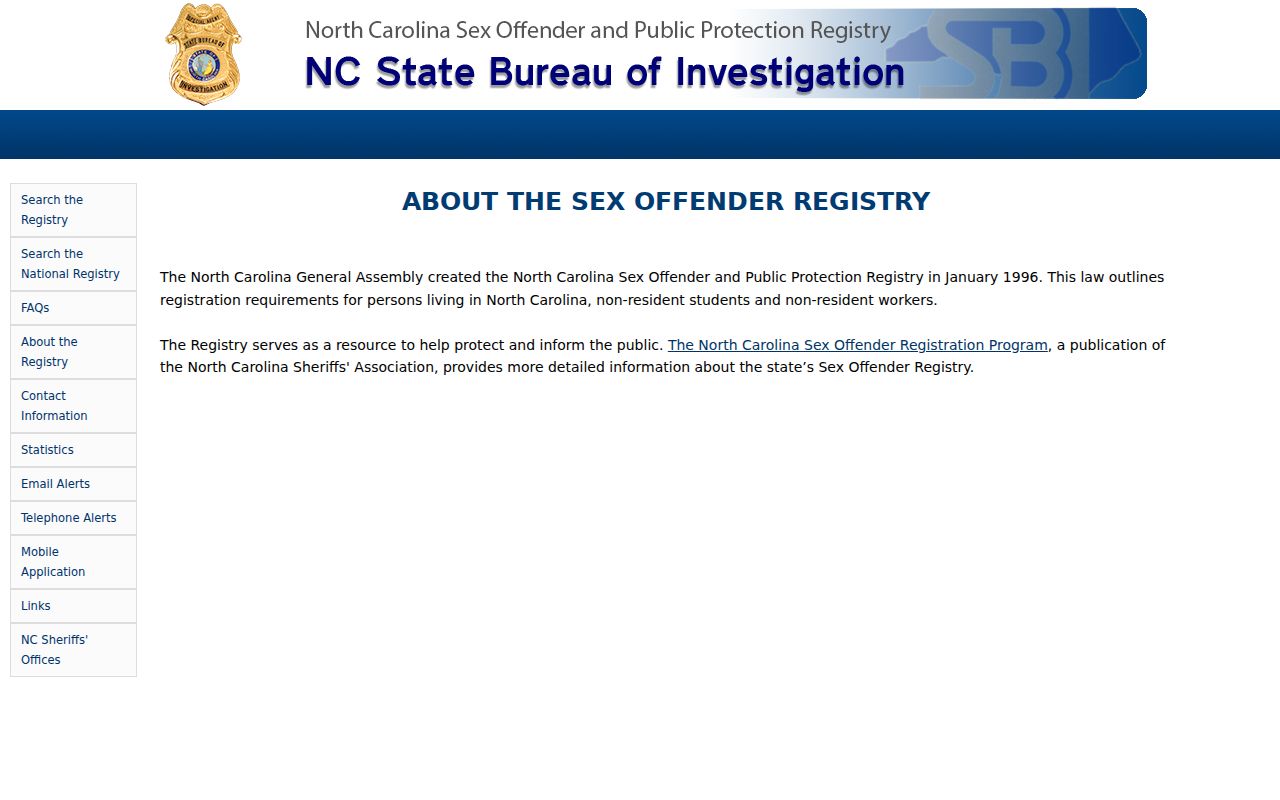 Sampson County sex offender registry purpose and public notice information
